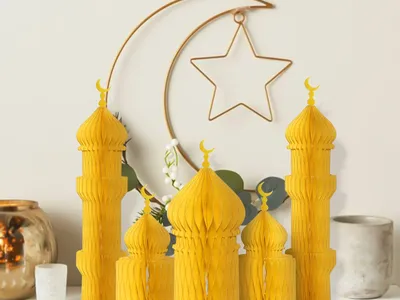 New Style Paper Art Moon Palace Set — Foldable Accordion Honeycomb Decoration, Festival Photo Prop & Scene Arrangement