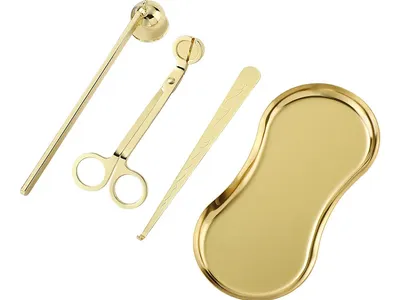 Christmas DIY Candle Wick Trimmer & Snuffer Tool Set — 3-Piece Stainless Steel Wick Cutter, Bell Snuffer & Hook for Aromatherapy Candles