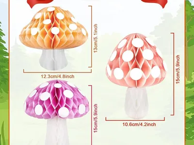 Mushroom Honeycomb Ball Set — Party Decoration Simulation Desktop Ornament Paper Art DIY Kit