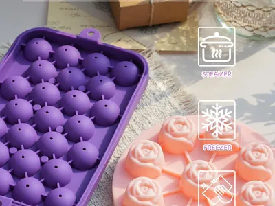 DIY Soap Making Kit — 2 Silicone Molds (Grape & Rose) with Gift Bag & Tags