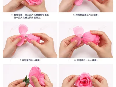 DIY Silk Rose Craft Kit - Bulk Wholesale Rose Making Materials for Handicraft Classes (Red, Pink, Blue, Cream)