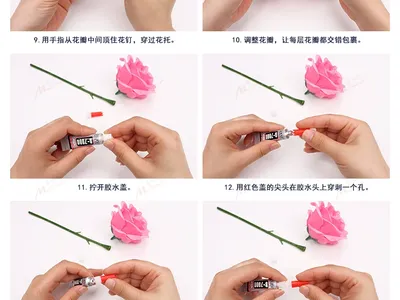 DIY Silk Rose Craft Kit - Bulk Wholesale Rose Making Materials for Handicraft Classes (Red, Pink, Blue, Cream)