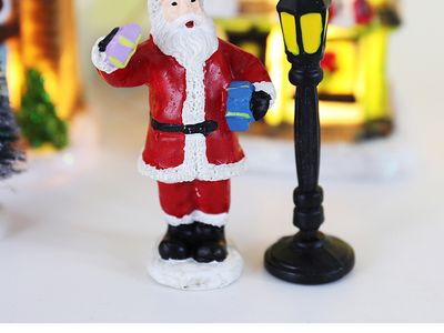 Resin Light-Up Christmas Village House Set 12-Piece Miniature Décor