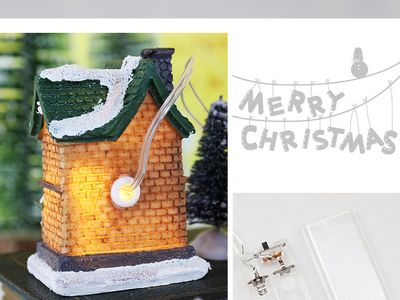 Resin Light-Up Christmas Village House Set 12-Piece Miniature Décor