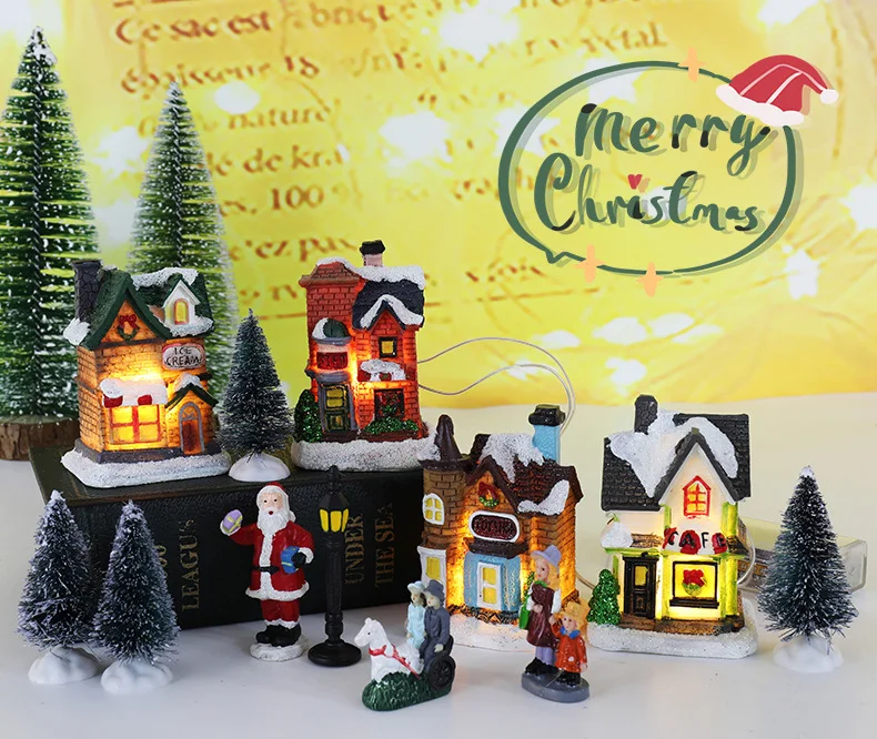 Resin Light-Up Christmas Village House Set 12-Piece Miniature Décor image 1
