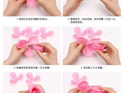DIY Silk Rose Craft Kit - Bulk Wholesale Rose Making Materials for Handicraft Classes (Red, Pink, Blue, Cream)
