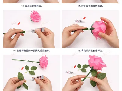 DIY Silk Rose Craft Kit - Bulk Wholesale Rose Making Materials for Handicraft Classes (Red, Pink, Blue, Cream)